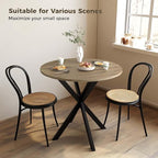 Unovivy 31.5" Small Round Dining Table for 2-4, Space Saving Circle Kitchen Dinner Table, Industrial Mid Century Modern Dining Room Desk for Kitchen, Apartment, Natural Oak