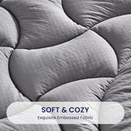 SLEEP ZONE Grey Waterproof Mattress Pad Full Size, Premium Soft Embossed Mattress Topper, Quilted Fitted Mattress Protector Cover with Elastic Deep Pocket (Grey, Full)