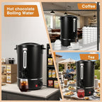 Commercial Coffee Urn，110 Cups/16.5L Black Stainless Steel Large Coffee Dispenser，Double Wall Electric Coffee Urn，Electric Coffee Maker Urn，Commercial Percolate Coffee Maker Hot Water Urn