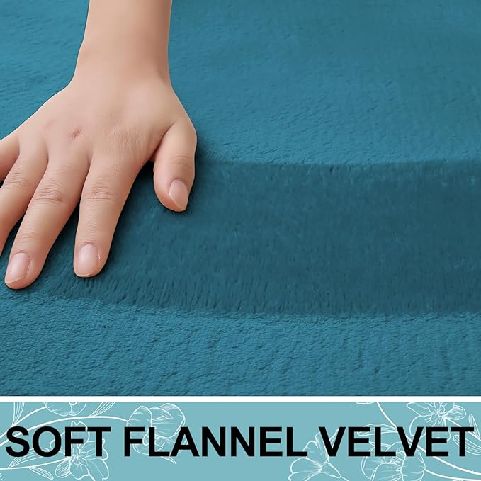 Smiry Memory Foam Bath Mat 47x32, Extra Soft and Absorbent Bathroom Mats, Non Slip Washable Carpet for Floor, Shower and Tub, Peacock Blue