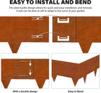 Cor-Ten Steel Landscape Lawn Edging, 40" L x 8" H,6 Pack Steel Edging for Landscaping,Metal Landscape Edging, Metal Edging for Landscaping(180 Degree Bend, Rusted)