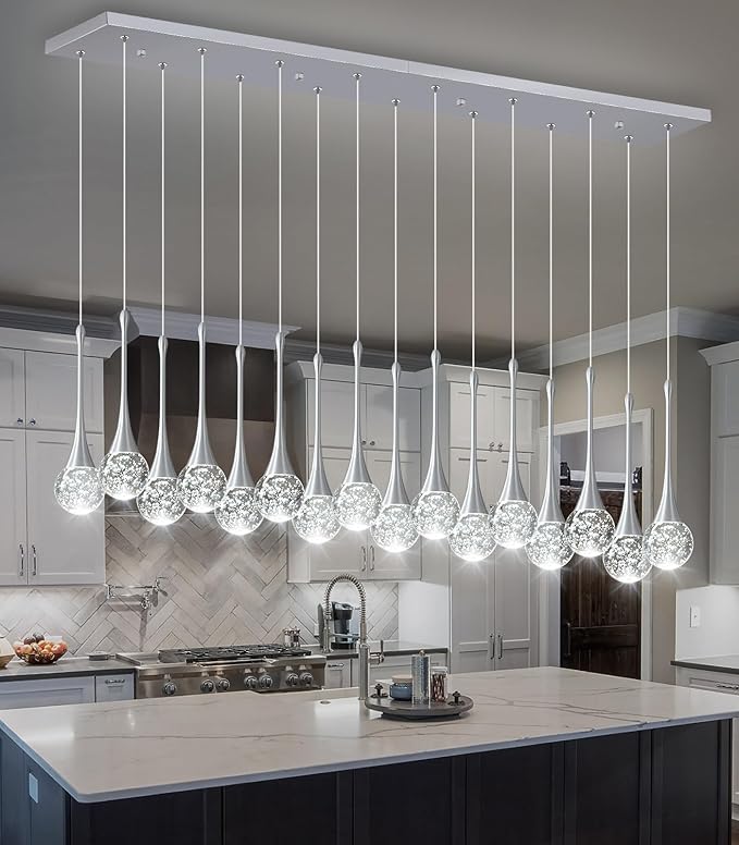 16 Lights Modern Glam Crystal Chandelier for High Ceiling LED Dimmable Pendant Light for Staircase Foyer Enterway Living Room Chandelier Lighting Silver