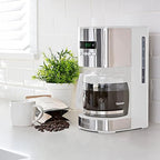 Kenmore Drip Coffee Maker - 12 Cup Programmable Cafe Machine With Glass Pot, Regular & Bold Brew, Auto Shut Off Large Water Reservoir, Reusable Filter, Kitchen Appliances For Cafeteria Barista, White