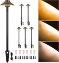 Low Voltage Landscape Lighting Brass, 2700K/3000K/4000K Adjustable 12v Pathway Lights Waterproof, Hard Wired Path Light Outdoor, Bronze for Exterior Area Patio with G4 Bulb (6 Pack)