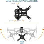 EVERVIEW Full Motion TV Monitor Wall Mount Bracket Articulating Arms Swivel Tilt Extension Rotation for Most 13-42 Inch LED LCD Flat Curved Screen Monitors & TVs, Max VESA 200x200mm up to 44lbs