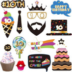 BRT Bearingshui 10th Photo Booth Props - Birthday Party Accessories, Signs, Decorations & Favors