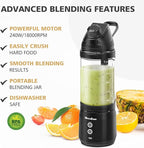 Portable Personal Blender for Smoothies, Protein Shakes, Frozen Drinks - 24Oz Blender Cup Bottle with Sip Spout, Travel Lid, USB-C Rechargeable, Cordless - Mini Small Blenders for Kitchen, Gym, Office