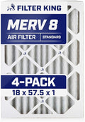 Filter King 18x57.5x1 Air Filter | 4-PACK | MERV 8 HVAC Pleated A/C Furnace Filters | MADE IN USA | Actual Size: 18 x 57.5 x .75"
