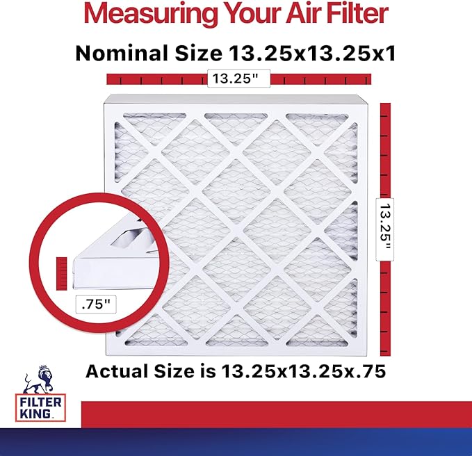 Filter King 13.25x13.25x1 Air Filter | 6-PACK | MERV 11 HVAC Pleated A/C Furnace Filters | MADE IN USA | Actual Size: 13.25 x 13.25 x .75"