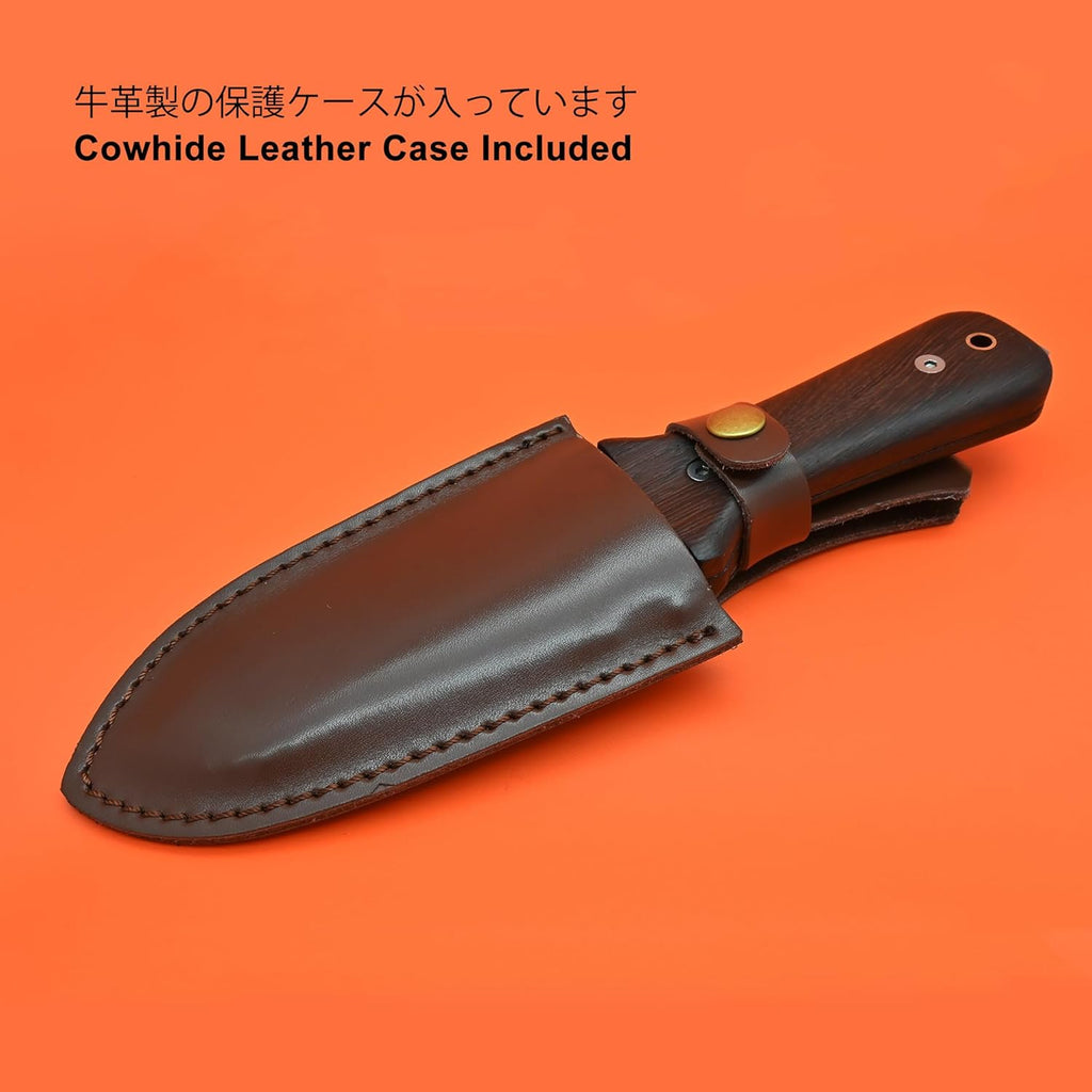 TONMA Hori Hori Garden Knife [Made in Japan] Heavy Duty Stainless Steel Japanese Hori Knife with Sheath Garden Tools, Natural Wenge Wood Handle, Full Tang, 5.5-Inch Blade