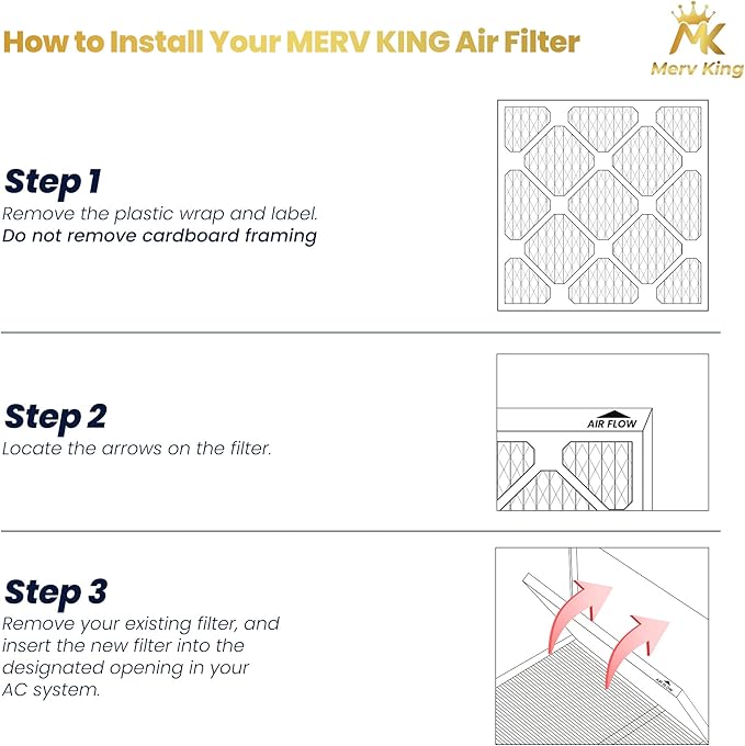 MervKing 16x25x5 Air Filter Actual Size: 15.88" x 24.88" x 4.38" MERV 11 MPR 1000-1200 | MADE IN USA | 4-Pack | Pleated HVAC AC Furnace Replacement