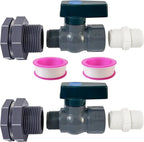 2 Pack Rain Barrel Diverter Kit, 3/4 Inch PVC Garden Water Barrel Spigot Kit with Bulkhead Fitting Hose Faucet Adapter and Thread Seal Tape for Water Tanks,Aquariums,Tubs,Pools,Garden Barrels