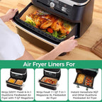 Vailnd Air Fryer Liners Disposable for Ninja DZ071 Foodi 7-QT/Instant Pot VersaZone 9QT/Topzee 11-QT Air Fryer, 100PCS Small Parchment Paper for Divider Basket & 50PCS Large Paper Liners for MegaZone