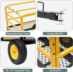 Jocisland Heavy Duty Garden Utility Trailer, 1500 Lbs 20 Cu.Ft ATV UTV Trailer Tow Behind Dump Cart with Removable Sides and Convenient Handle, Yard Lawn Mower Cart for Tractor