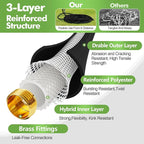 SPECILITE 3/4" Garden Hose 25 ft with High Flow Nozzle, Heavy Duty Flexible Hybrid Rubber Water Hose for Outdoor, Lightweight, Leak-Proof, No-Kink, 3/4"Brass Fittings,Black