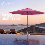 JEAREY 10FT Outdoor Patio Umbrella Outdoor Table Umbrella with Push Button Tilt and Crank, Market Umbrella 8 Sturdy Ribs UV Protection Waterproof for Pool, Garden (Rose Pink)