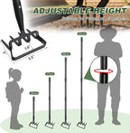 Hoe Garden Tool for Weeding 2-in-1 Heavy Duty Metal Stirrup Hoe 4 Tines Prong Weed Hoe with 32-62 inch Long Adjustable Handle for Women Kids Men