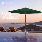 JEAREY 10FT Outdoor Patio Umbrella Outdoor Table Umbrella with Push Button Tilt and Crank, Market Umbrella 8 Sturdy Ribs UV Protection Waterproof for Pool, Garden (Dark Green)