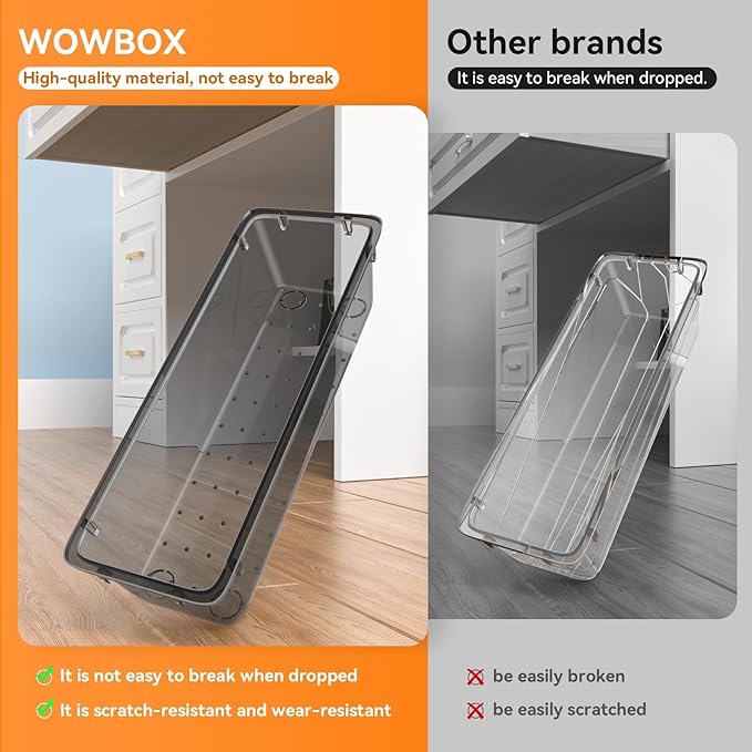 WOWBOX 44 PCS Clear Plastic Drawer Organizer Set, 4 Varied Size storage Bins and Desk Drawer Organizer Trays for Makeup, Gadgets, Jewelry and Utensils in Bathroom, Bedroom and Office, Clear Black