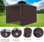 Gazebo Privacy Curtains 10' x 10' with Zipper 4-Panels Side Wall Universal Replacement for Patio, Outdoor Canopy, Garden and Backyard Coffee Brown(Curtain Only)