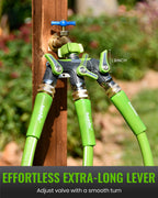 RAINPOINT 3 Way Hose Splitter, 100% Metal Heavy Duty Garden Hose Splitter With 1.9" Extra Long Handle & Individual Shut Off, 3/4 Inch GHT Thread Water Hose Connector For Outdoor Spigot Faucet (Green)
