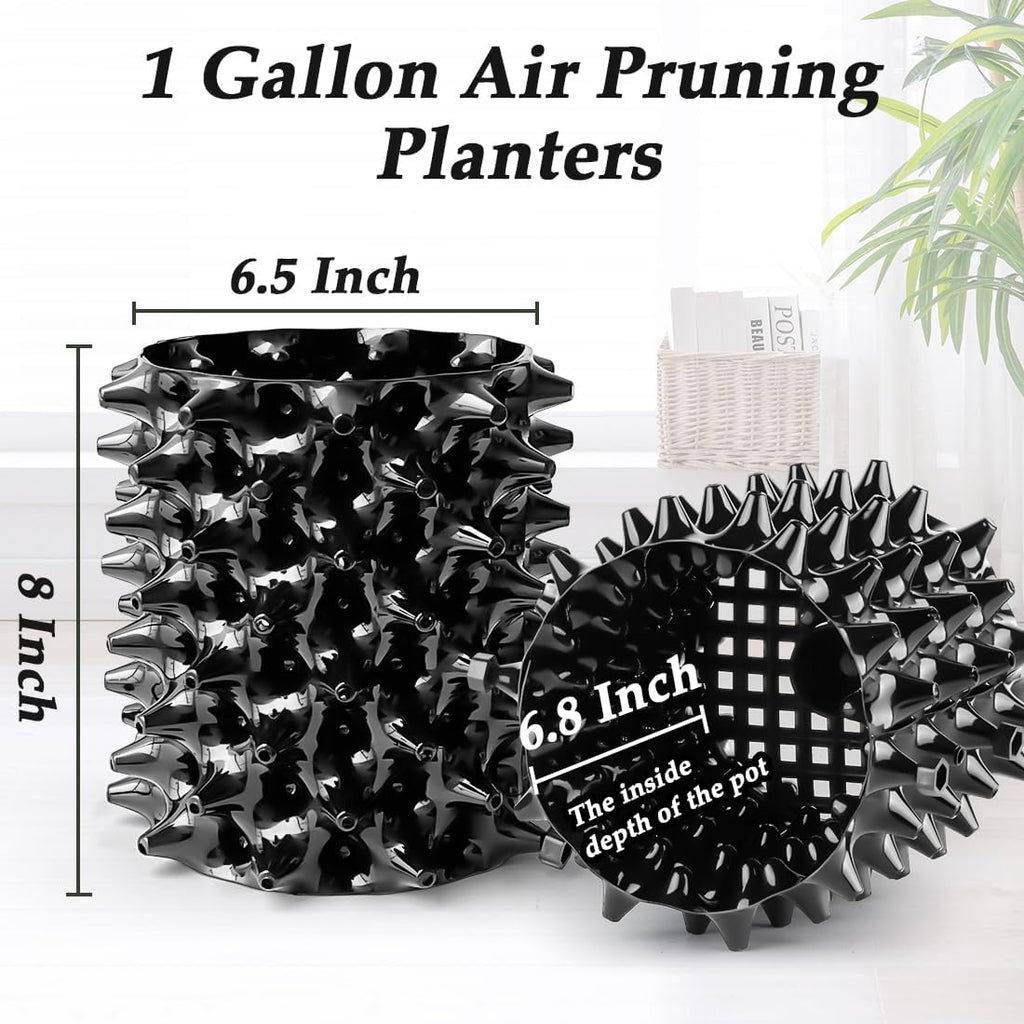 1 Gallon Air Pruning Containers, New Plastic Nursery Pots, Fruit Vegetable Garden Self-Planting Pots, Black (1G-10P)