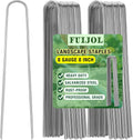 8 Gauge Landscape Staples, FUIJOL 8 Inch Heavy Duty U-Shaped Landscape Stakes, 25 Pack Galvanized Garden Staples for Weed Barrier Stakes, Ground Cover, Irrigation Tubing, Fence (25)