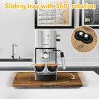 360° Rotatable Sliding Tray for Kitchen Appliances, Wooden Sliding Tray for Coffee Maker, Coffee Pot Slides for Countertop Installation, Easy to Slide (Brown, Small)