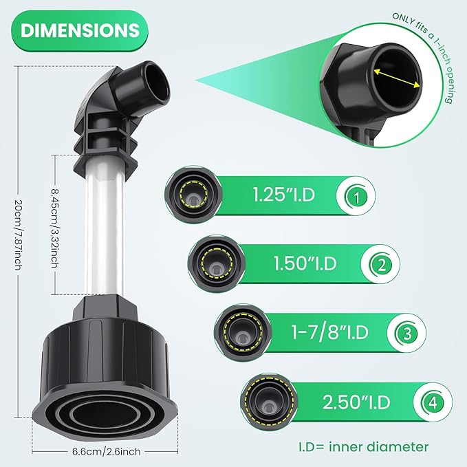 AC Drain Line Unclogger, HVAC to PVC Pipe AC Drain Line Cleaner Tool, A/C Condensate Drain Line Cleaner Adapter, AC Drain Sucker Wet Vac Attachment to Evacuate & Unclog AC Drain Lines-Black