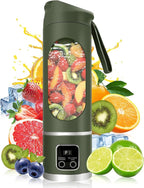 Portable Personal Electric Blender，500ML Portable Shakes and Smoothies Blender，Small Blenders、Mixing、Compact、Convenient and Versatile(Green)