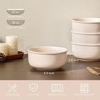 GZG 6-Inch Ceramic Cereal Bowls Set of 4, Rustic Matte Glazed Stoneware Bowls for Cereal, Soup, Salad & Snacks, 30 oz Capacity, Microwave & Dishwasher Safe(Cream Mist)