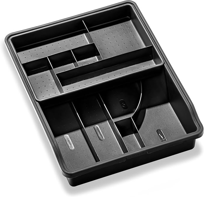 Madesmart 23-Compartment Original Junk Drawer Organizer Tray, Plastic Multipurpose Storage Bin for Drawers, Granite
