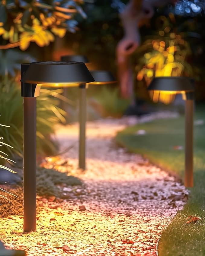 Solar Lights Outdoor Waterproof, LED Solar Pathway Lights Outdoor Garden Landscape Lighting for Walkway Driveway, Auto On/Off, 6 Pack