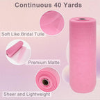 Pink Tulle Fabric Roll Spool Bolt (54 Inch by 40 Yards) Large Tulle Wedding Party Decoration, Tutu Skirt, Table Runner, Gift Wrapping, Bridal Shower, Soft & Drape (Pink)