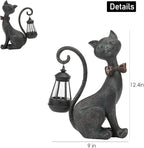 Whimsical Outdoor Cat Statues with Solar Garden Lantern:Cat Garden Statues for Outside Spring Decor Clearance,Outdoor Figurine for Yard Art Lawn Ornaments Patio Balcony Home House - Birthday Gifts
