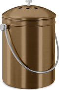 Utopia Kitchen Compost Bin for Kitchen Countertop, 1.3 Gallon Compost Bucket for Kitchen with Lid, Includes 1 Spare Charcoal Filter (Bronze)