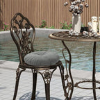 Bistro Chair Cushions 15 inch,Set of 2,Tufted Round Chair Cushions with Ties,15"x15"x4",Water Resistant Round Seat Cushion for Barstool Chairs,Patio Garden Kitchen Outdoor Furniture(Dark Gray)