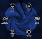 Avalon Towels Luxury 8 Piece Towels Set, 2 Bath Towels, 2 Hand Towels and 4 Washcloths, 600 GSM 100% Ring Spun Cotton Highly Absorbent Bathroom Towel Set, Ideal for Hotel, Spa and Gym (Royal Blue)