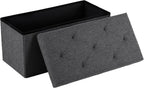 DUMOS 30in Storage Ottoman Bench, Storage Chest | End of Bed Foot Rest Stool with Padded Seat, Bedroom Bench for Living Room, Bedroom, Support 660lbs, Grey