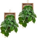 DILATATA Artificial Hanging Plants with Wooden Frame 2 Pack Faux Pothos Leaves Hanging Vine Greenery Plants for Living Room Bedroom Farmhouse Office Home Decor