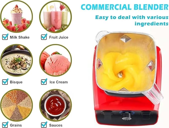 Professional High Speed Blender for Shakes and Smoothies,Home Commercial Countertop Food Processor,2500W 9525 Pure Copper Motor,Double Bearing Blades