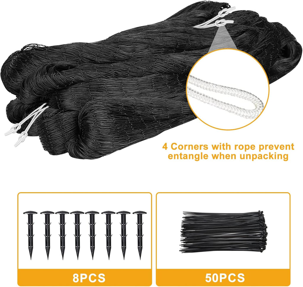 Bird Net 25'x50' with 1" Mesh Nylon Bird Netting for Garden, Poultry Netting Heavy Duty Aviary Netting Chicken Coop Netting, Garden Netting Deer Fence Netting for Fruit Tree, Pests Trellis Net