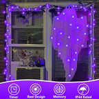 QITONG 165ft 500 LED Purple String Lights, Halloween Lights Outdoor Waterproof with 8 Modes, Green Wire Christmas Twinkle Lights Plug in Indoor