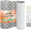 OcePor Non-Adhesive Drawer and Shelf Liner 24IN x 20FT，Non Slip Cabinet and Cupboard Liner, Kitchen Cabinet Liners for Shelves, Waterproof Drawer Shelf Liners for Cabinets/Bathroom Cupboard