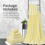 8-Piece Premium Towel Set for Bathroom|2 Oversized Large Bath Sheet,2 Hand Towels,4 Washcloths|Soft Cozy Highly Absorbent Fast Dry Microfiber Shower Towel Set for Hotel Bathroom Essentials,Yellow