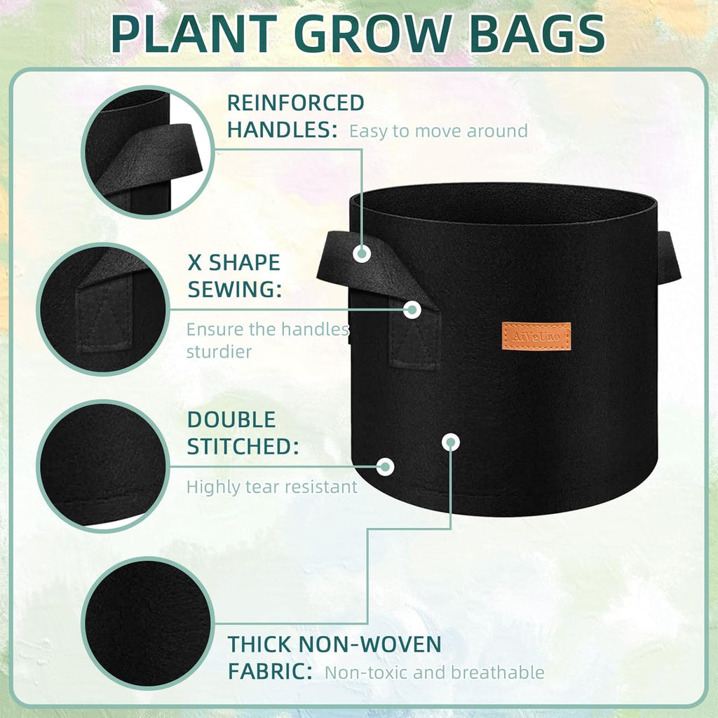 200 Pack 7 Gallons Grow Bags, Non-Woven Fabric Pots Plant Bags, Plant Grow Bags with Handles, Garden Plant Bags for Potatoes, Carrots, Tomatoes and Other Vegetable,Fruits