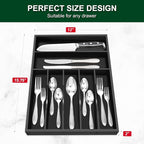 Bellsal Black Utensil Organizer 12.5 Inch Silverware Tray for Drawer Utensil Holder Cutlery Organizer Kitchen Drawer Organizer 7 Compartment Small Narrow Bamboo