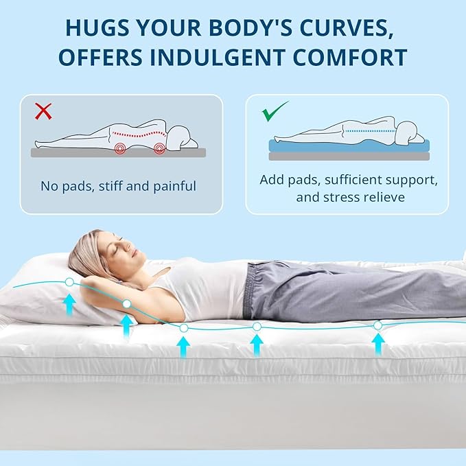 YUGYVOB Mattress Pad Extra Thick, Cooling, and Breathable Twin XL Mattress Topper 8-21" Deep Pocket Soft Down Alternative Fill