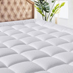 MATBEBY Full XL Mattress Pad - Cooling Breathable Mattress Topper, Quilted Fitted Mattress Protector, Pillow Top Mattress Cover with 8-21" Deep Pocket, Soft, Machine Washable, White, Full Extra Long