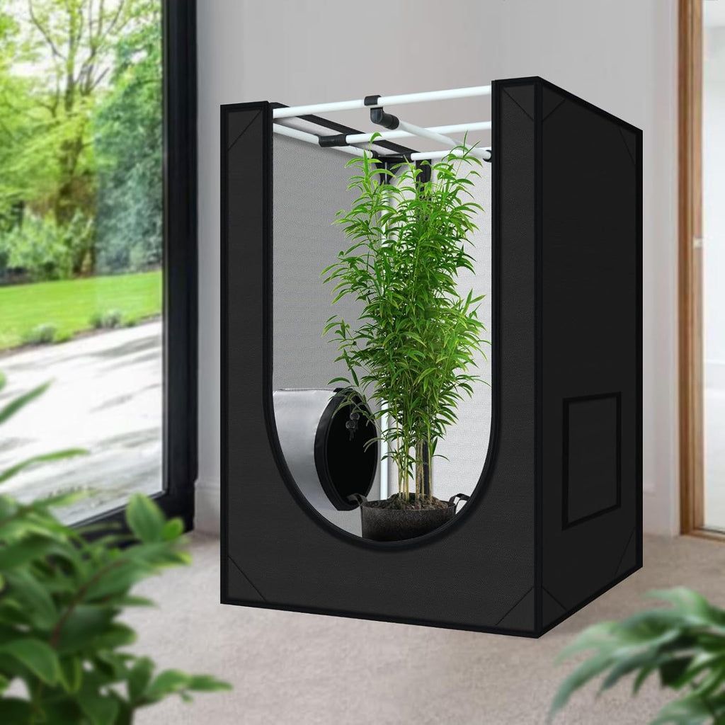 zazzy Grow Tent, 24"x24"x36" Hydroponic Mylar Grow Tent Reflective Garden Growing Dark Room with Observation Window, Removable Floor Tray and Tool Bag for Indoor Plant Growing 2'x2'